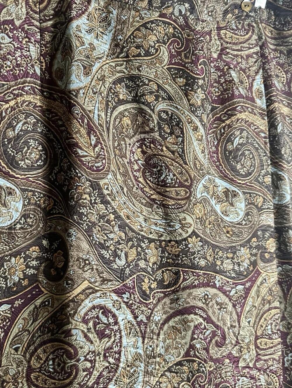 Vintage TALBOTS Paisley Wrap Skirt Silk Brown Maroon Boho Maxi Jacquard Size 16 - Picture 2 of 11